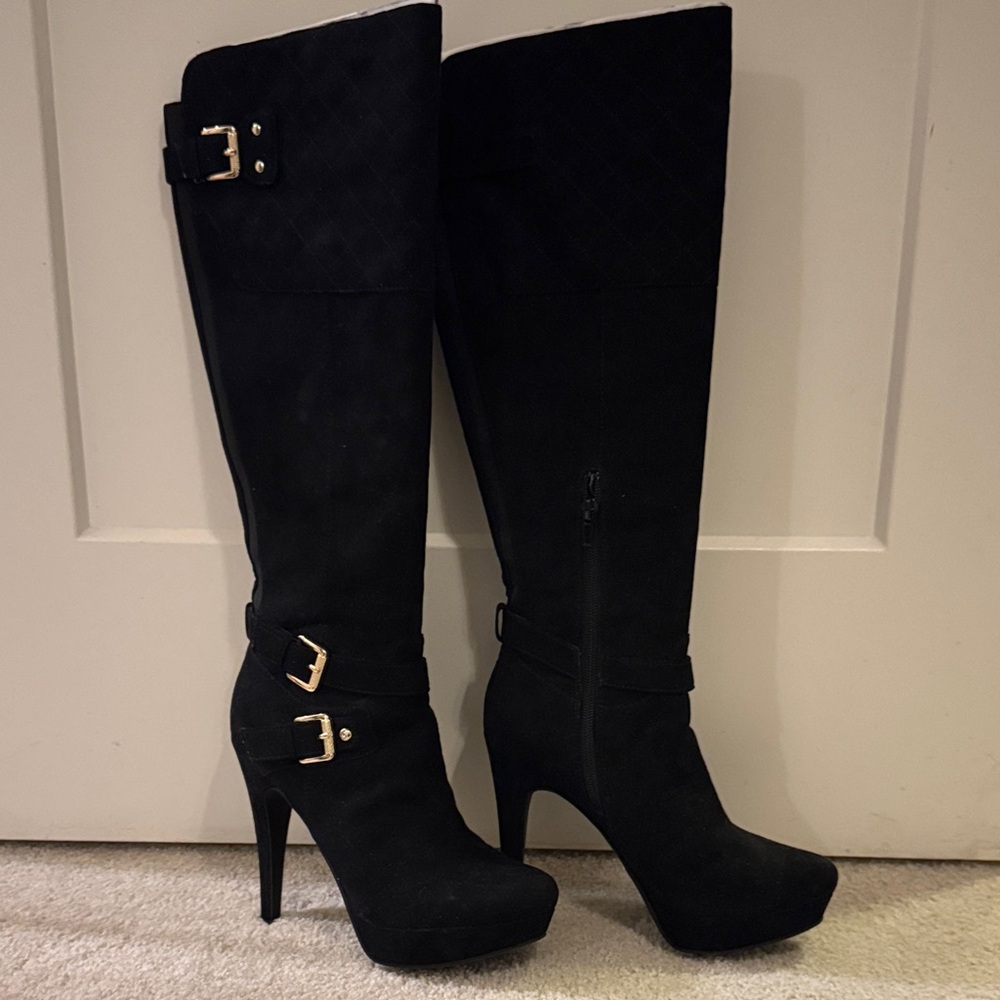 Guess Black Heeled Knee-High Boots